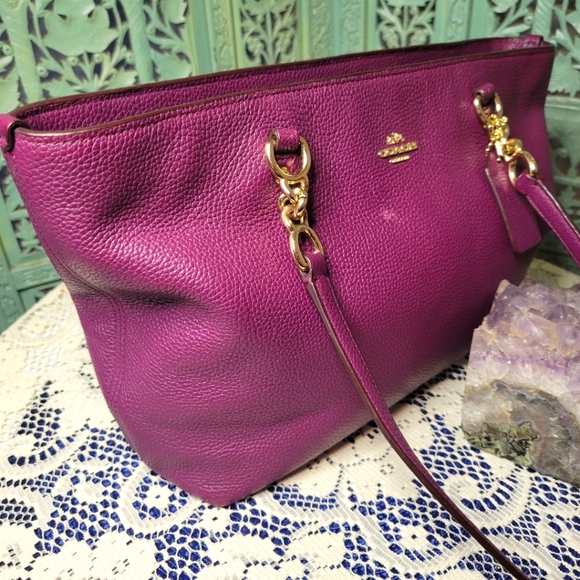 Coach | Purple Pebbled Small Sohia Tote - Picture 2 of 16